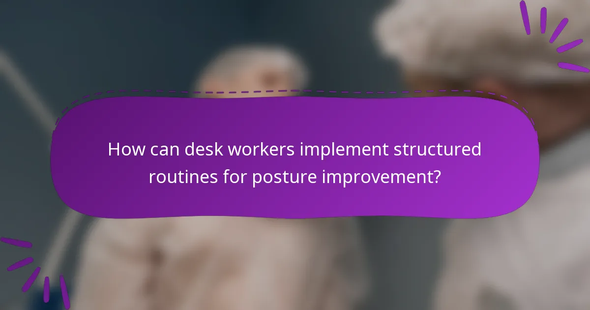 How can desk workers implement structured routines for posture improvement?