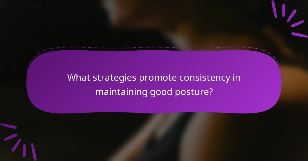 What strategies promote consistency in maintaining good posture?